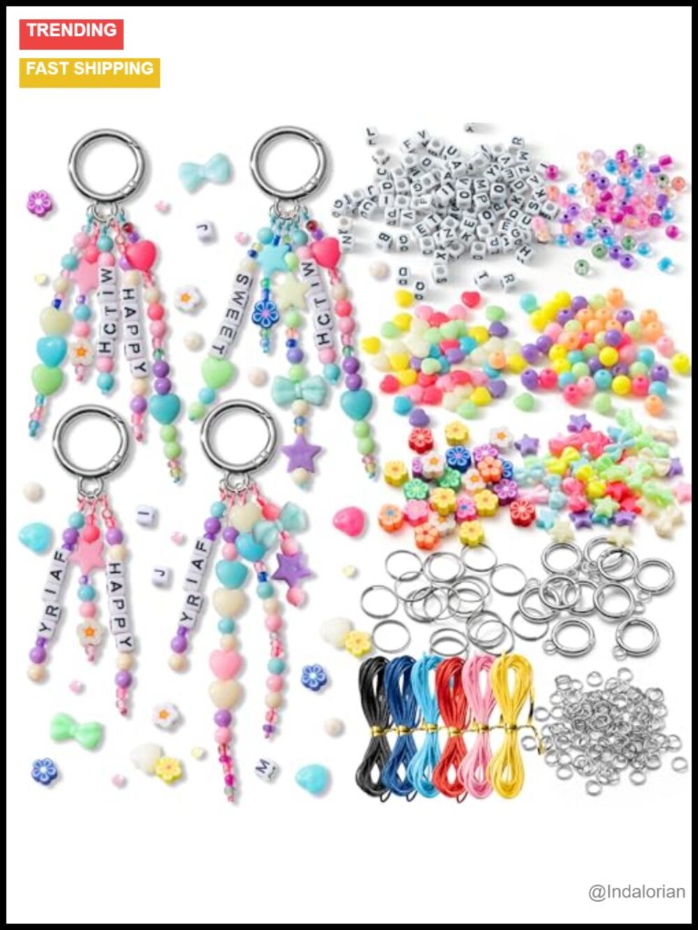 DIY Keychain Making Kit 2826Pcs Letter Flower Beads Craft Set for Jewelry Making